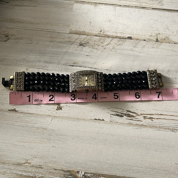 Sparkling Heidi Daus Black Beaded Crystal Watch. - Picture 7 of 11